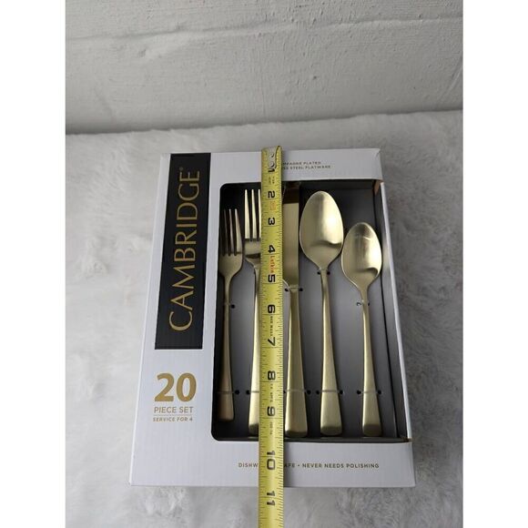Cambridge Silversmith Champagne Plated 20 Piece Stainless steel Flatware Set New - Picture 6 of 6
